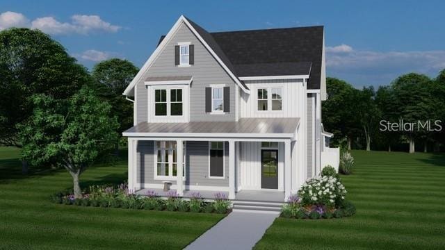 view of front of house featuring a front lawn and a porch