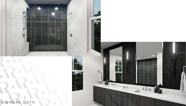 166 Hammock Preserve Loop, Winter Garden, FL 34787 - bathroom featuring double vanity and a tile shower