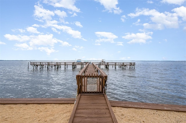 view of dock featuring a water view