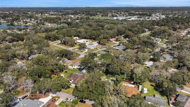 aerial view with a residential view and a water view