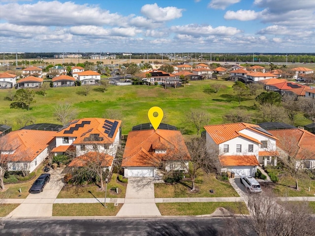 drone / aerial view with a residential view