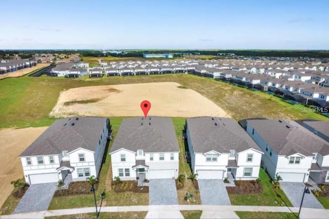 bird's eye view with a residential view