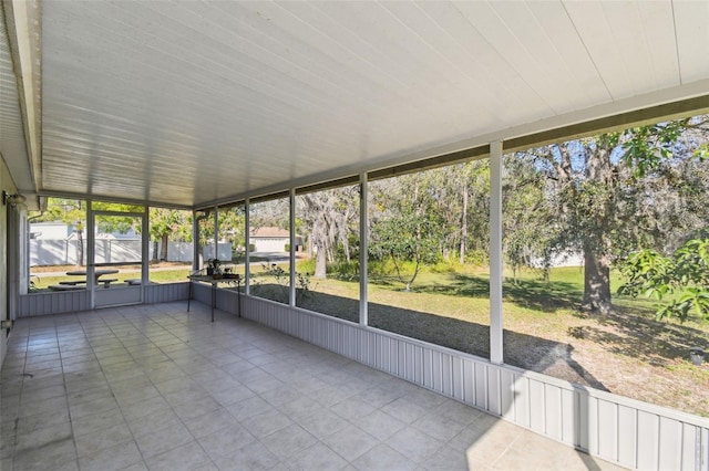 view of unfurnished sunroom