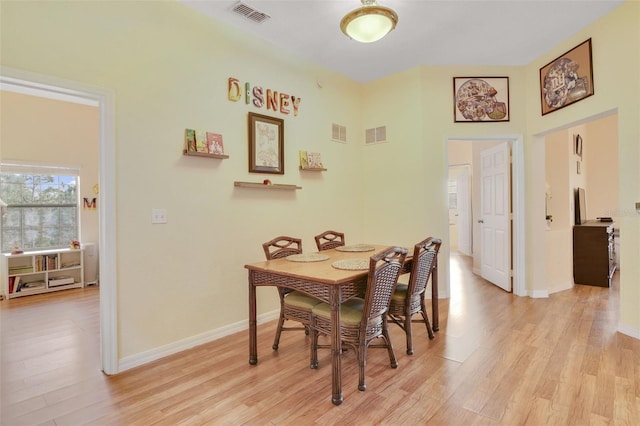 dining room with visible vents and light wood finished floors