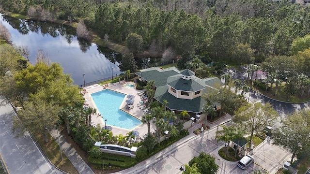 bird's eye view featuring a water view