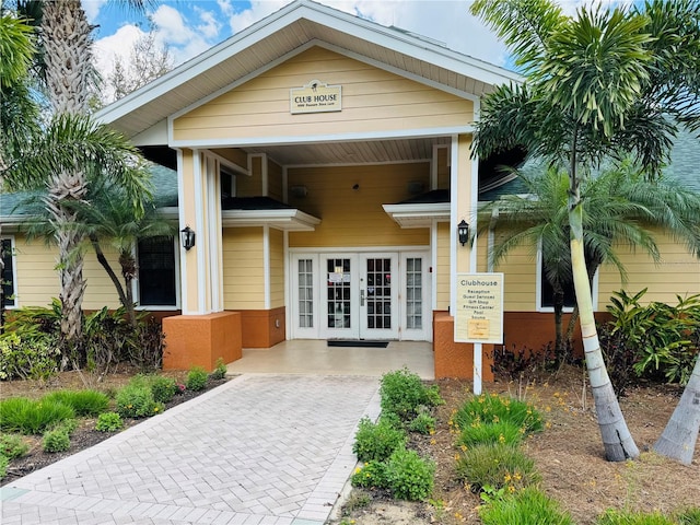 entrance to property featuring french doors