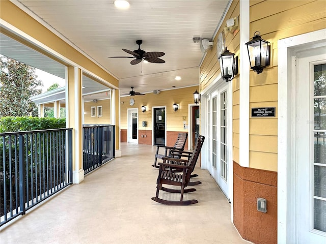 view of patio / terrace featuring a ceiling fan