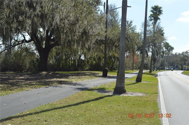 view of road featuring street lights