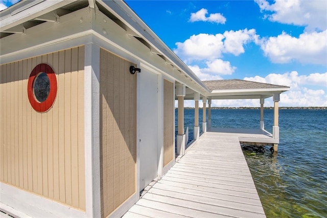 view of dock featuring a water view