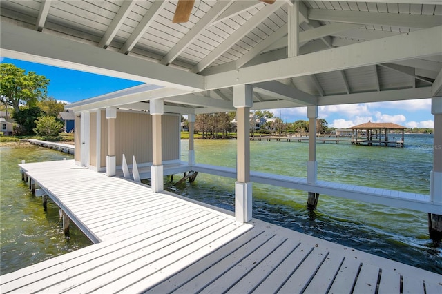 view of dock featuring a water view