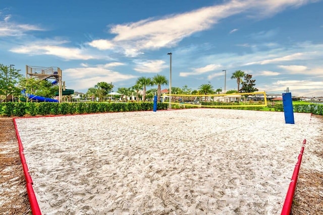 surrounding community featuring volleyball court