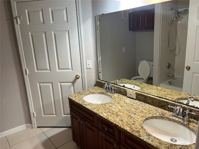 full bathroom with tile patterned flooring, a sink, and toilet