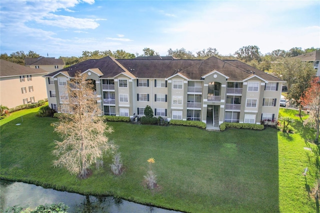 exterior space featuring a water view