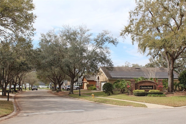 view of street featuring sidewalks and curbs