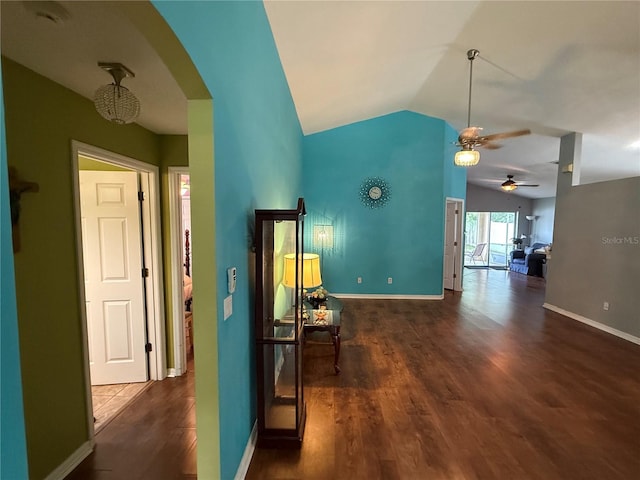 536 Dunoon St, Ocoee, FL 34761 - hall featuring lofted ceiling, arched walkways, and wood finished floors