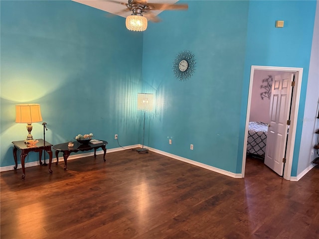 536 Dunoon St, Ocoee, FL 34761 - unfurnished room with a high ceiling, a ceiling fan, and wood finished floors