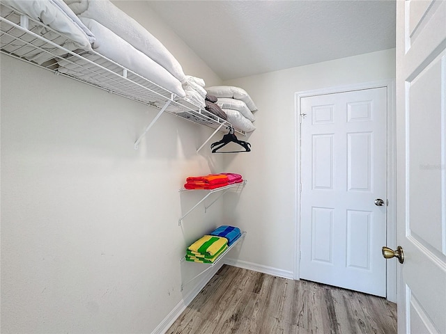 spacious closet with wood finished floors