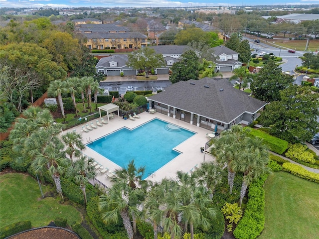 1562 Travertine Ter, Sanford, FL 32771 - pool with a residential view, fence, and a patio