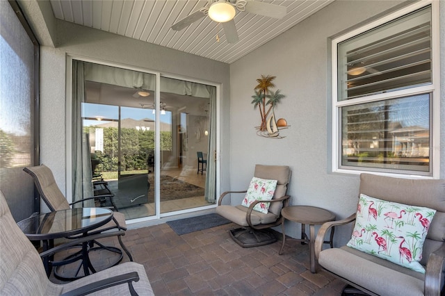 view of patio with ceiling fan