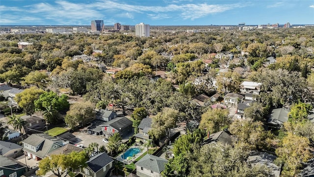 bird's eye view with a city view