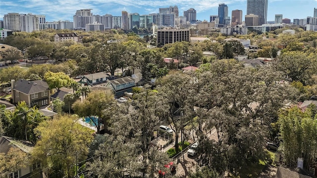 drone / aerial view featuring a view of city