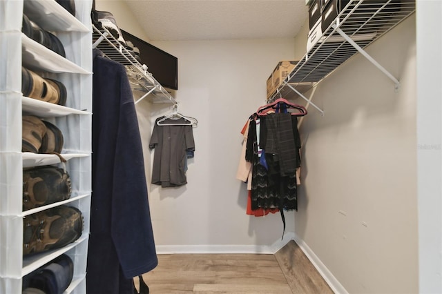 spacious closet featuring wood finished floors