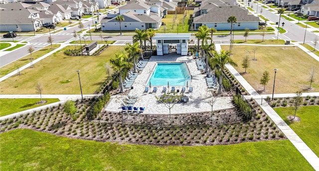 aerial view with a residential view