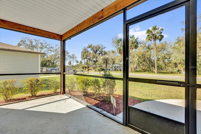 view of unfurnished sunroom