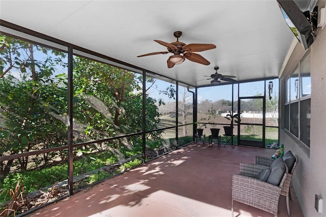 view of unfurnished sunroom