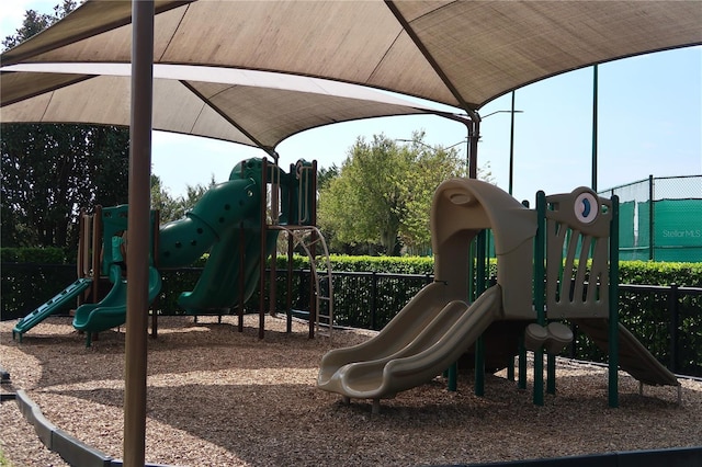 community play area with fence