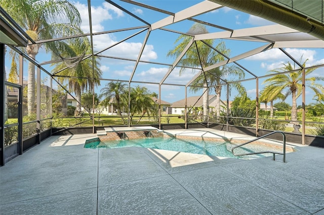 12018 SE 175th Loop, Summerfield, FL 34491 - swimming pool featuring a patio area, glass enclosure, and a hot tub