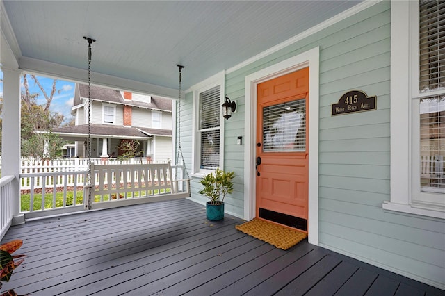 wooden deck with covered porch