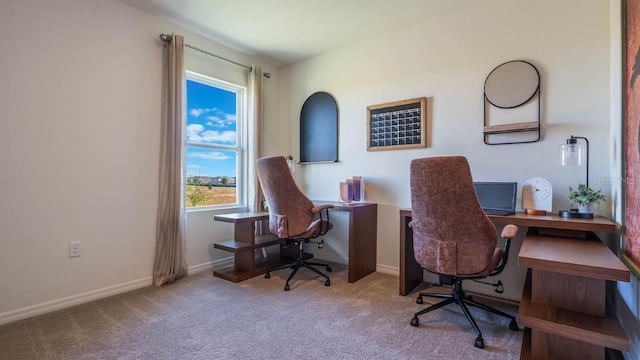 office area featuring carpet floors and baseboards