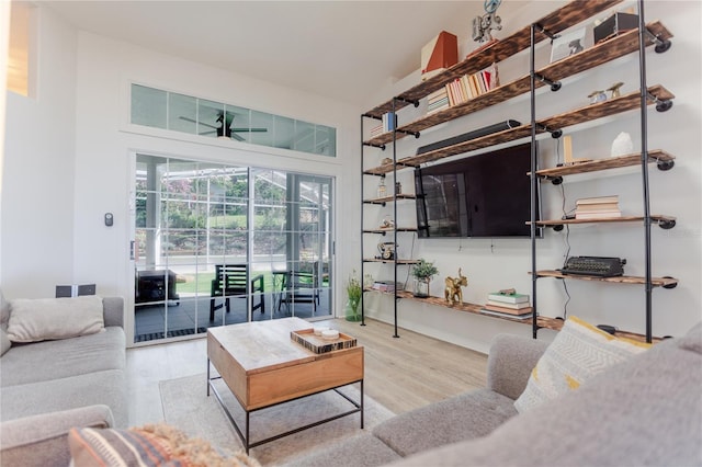 living area featuring light wood-style floors