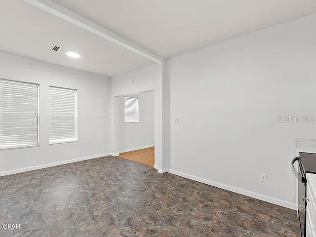 spare room featuring visible vents and baseboards