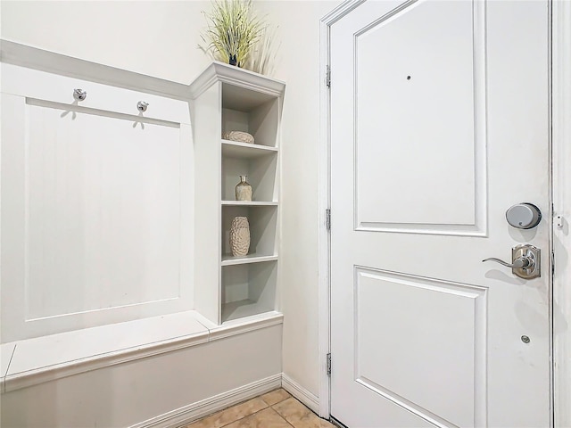 mudroom featuring light tile patterned floors