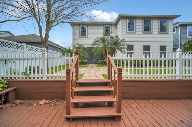 deck featuring fence private yard