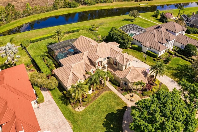 bird's eye view featuring a water view