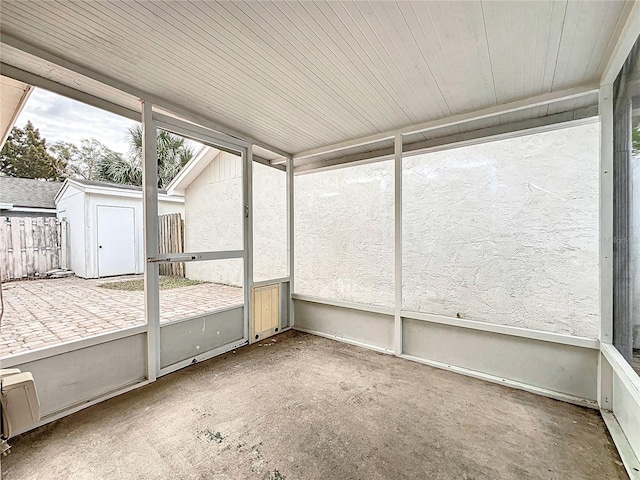 view of unfurnished sunroom