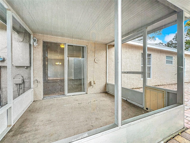 view of unfurnished sunroom