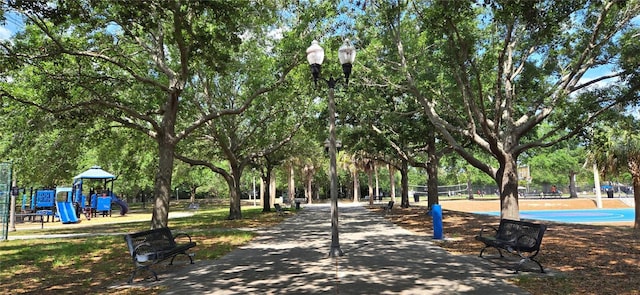 view of community featuring playground community