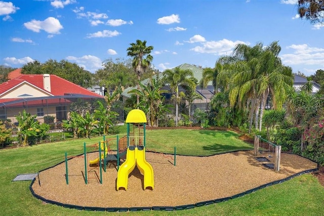 communal playground with a yard