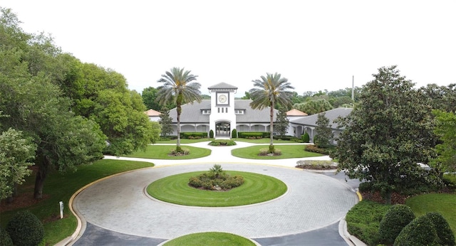 view of home's community with curved driveway