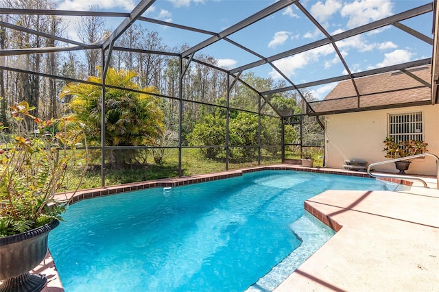 pool with a patio area and a lanai