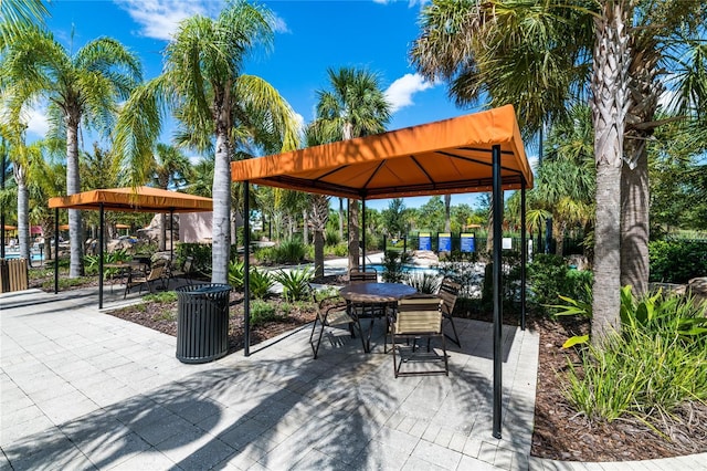 view of patio featuring a gazebo