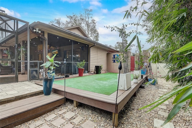 deck featuring a lanai and a sunroom