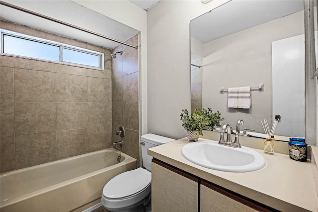 full bath with vanity, bathtub / shower combination, and toilet