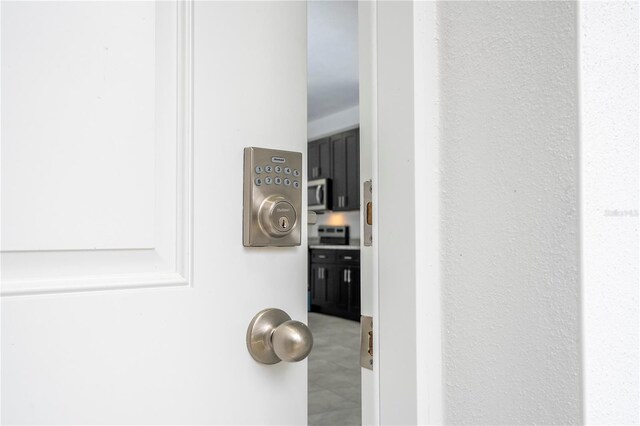 interior details featuring stainless steel microwave