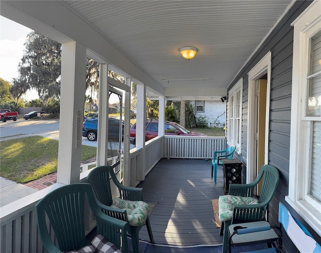 deck featuring covered porch