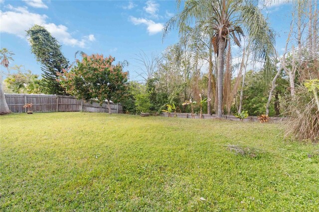 view of yard featuring a fenced backyard